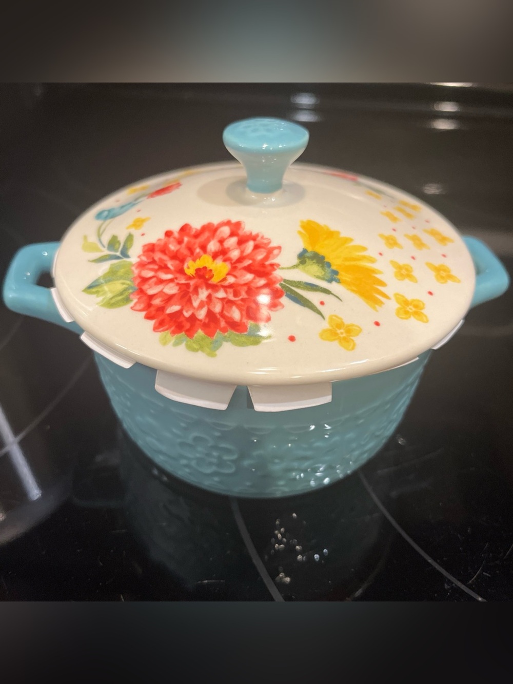 Pioneer Woman 🦋 Blooming Bouquet* Mini Casserole*With Lid* Stoneware 2.5"Tx4.5w
